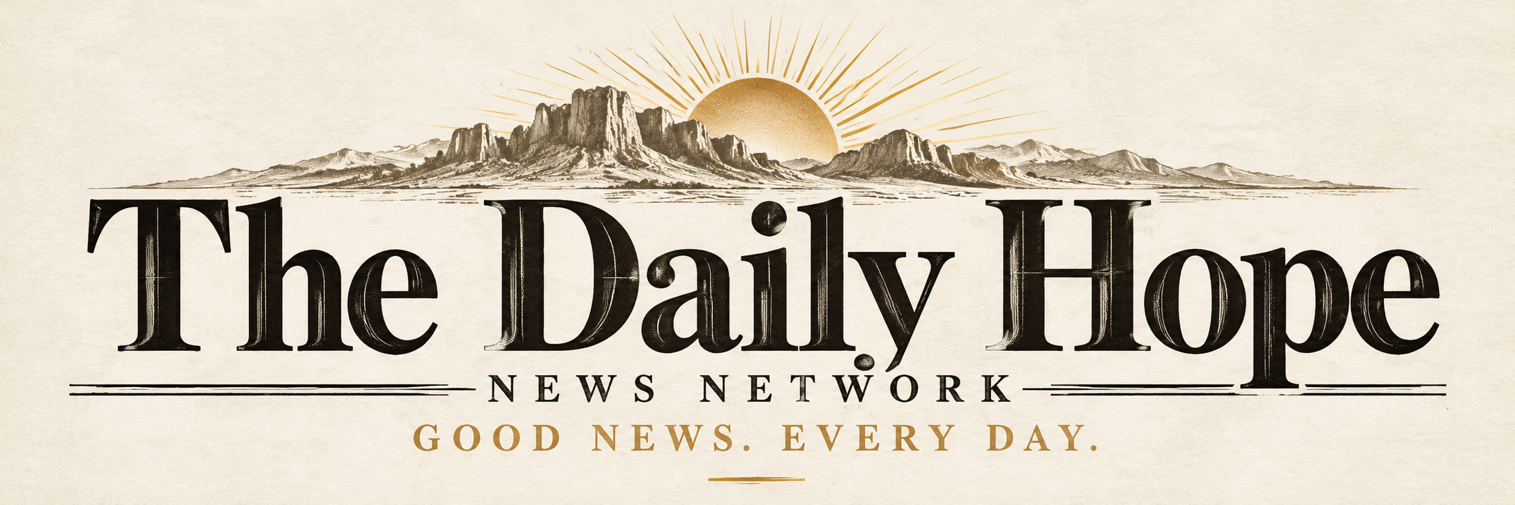The Daily Hope News Network — Good News Every Day, sunrise over the Superstition Mountains